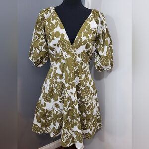 Lucy Paris Olive and White Floral Mini Dress